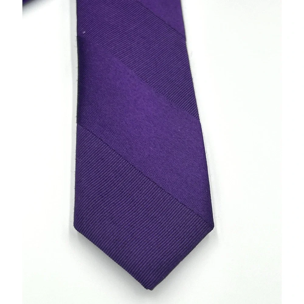 Express Men's Neck Tie Purple on Purple Textured‎ Stripe 3.5 Width 60 Length
